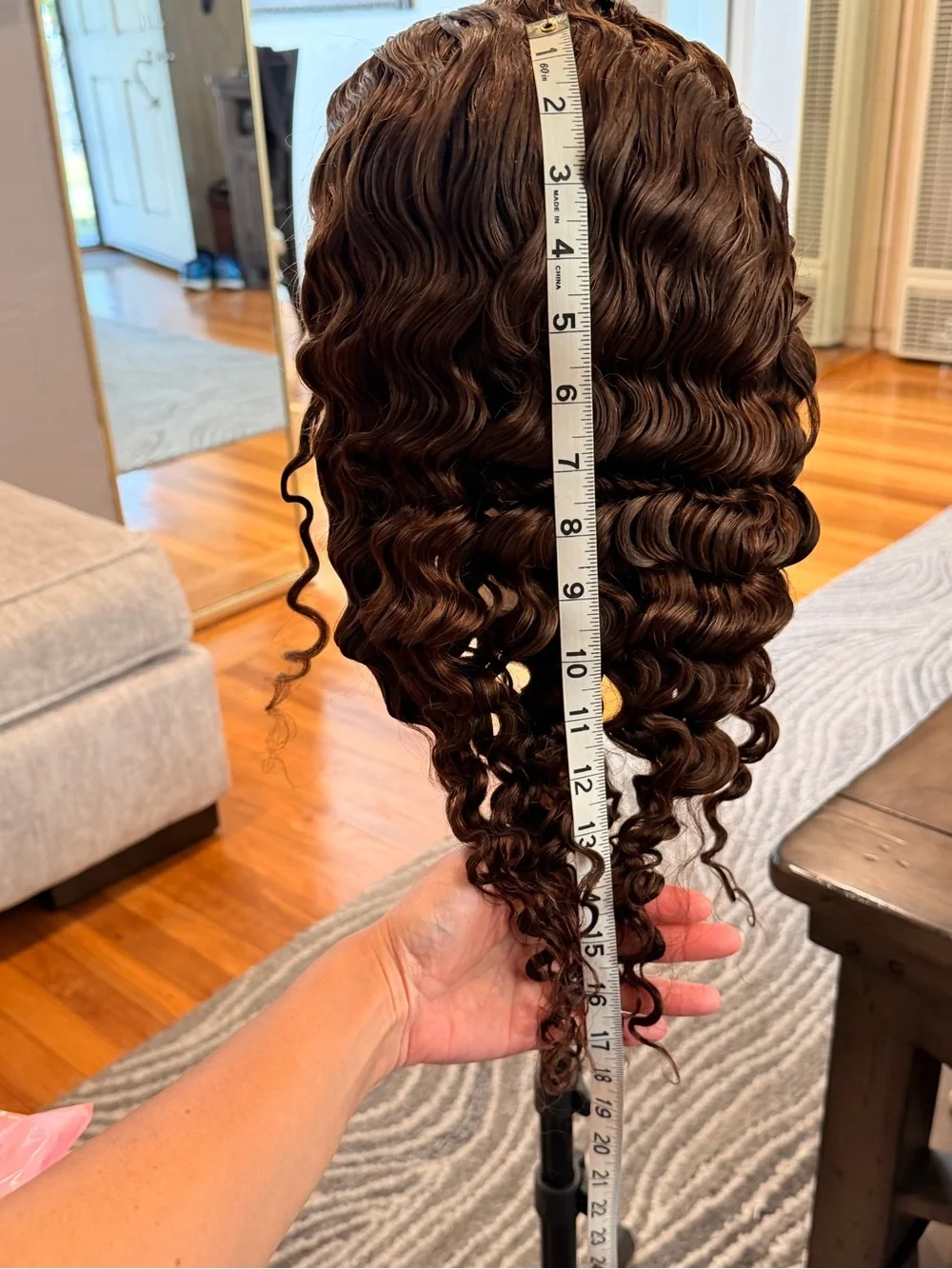 22” Chocolate Brown Deep Wave Curly Lace Front Human Hair Wig 200% Density #226